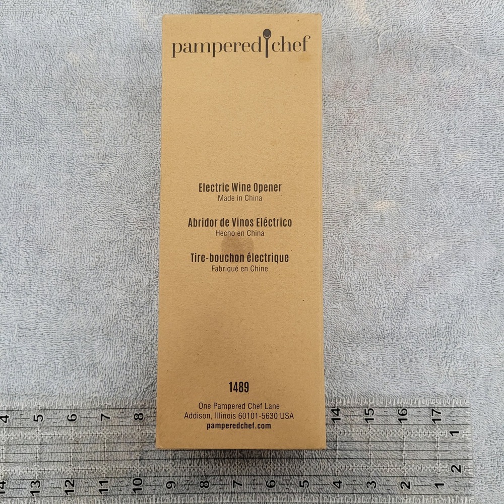 Pampered Chef Electric Wine Opener 1489 Brown Box New Cordless Kitchen Tool‎